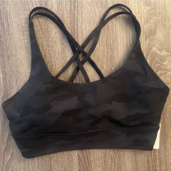 Lululemon Black Camouflage Energy Longline Sports Bra. Size 12. - Picture 5 of 15